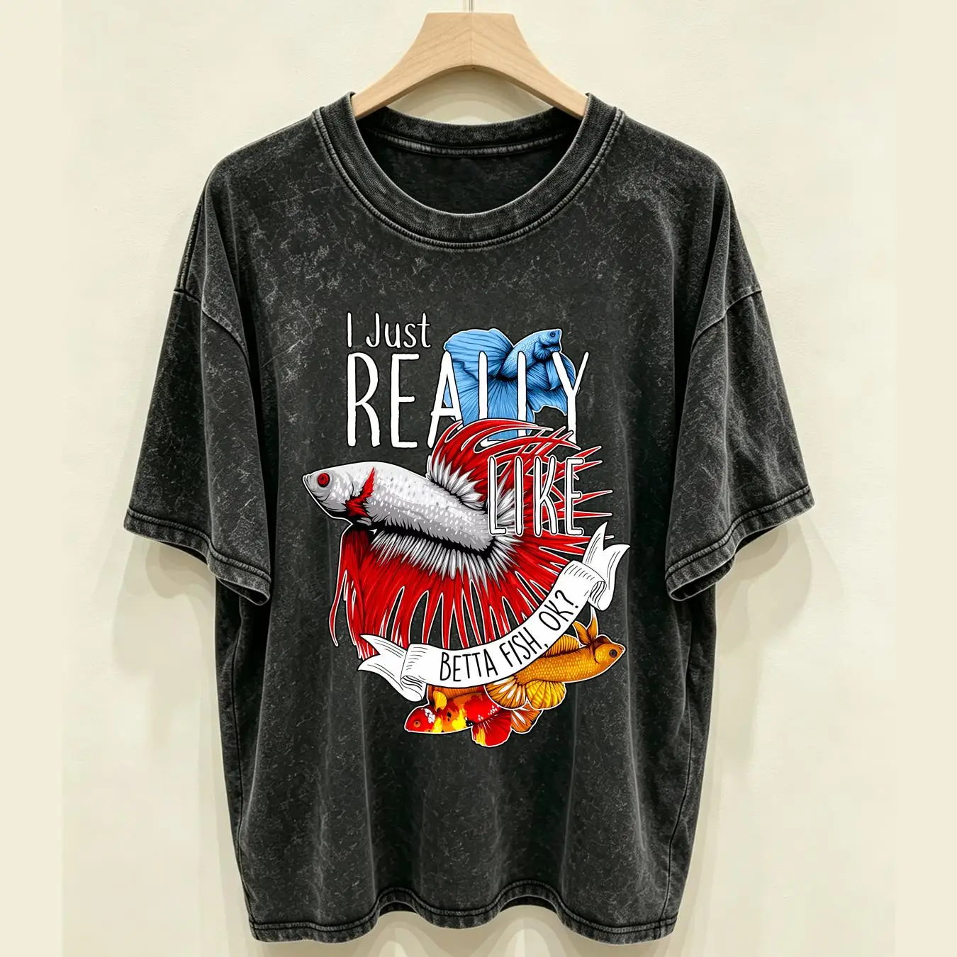 Aquarium Fish Keeping - Gewaschenes T-Shirt, Betta-Fisch, lustiger Liebhaber, süßes