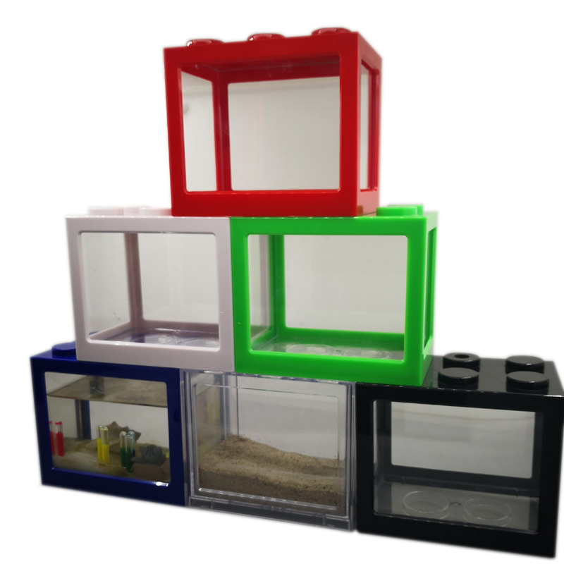 Betta Fish Tank - 7-Farben-Mini-Aquarium für Betta-Fische, Kreatives Kombinierbares Ökologisches