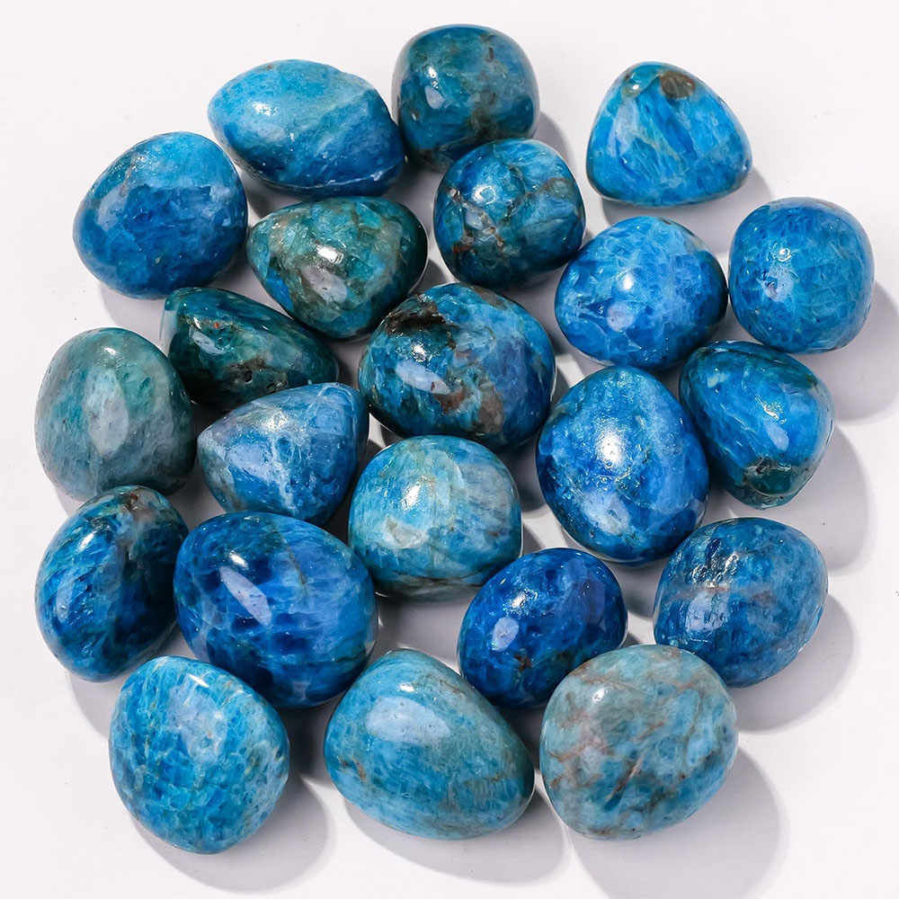 Fish Tank Gravel - Natürliche blaue Apatit-Quarzkristalle und heilende Trommelsteine,