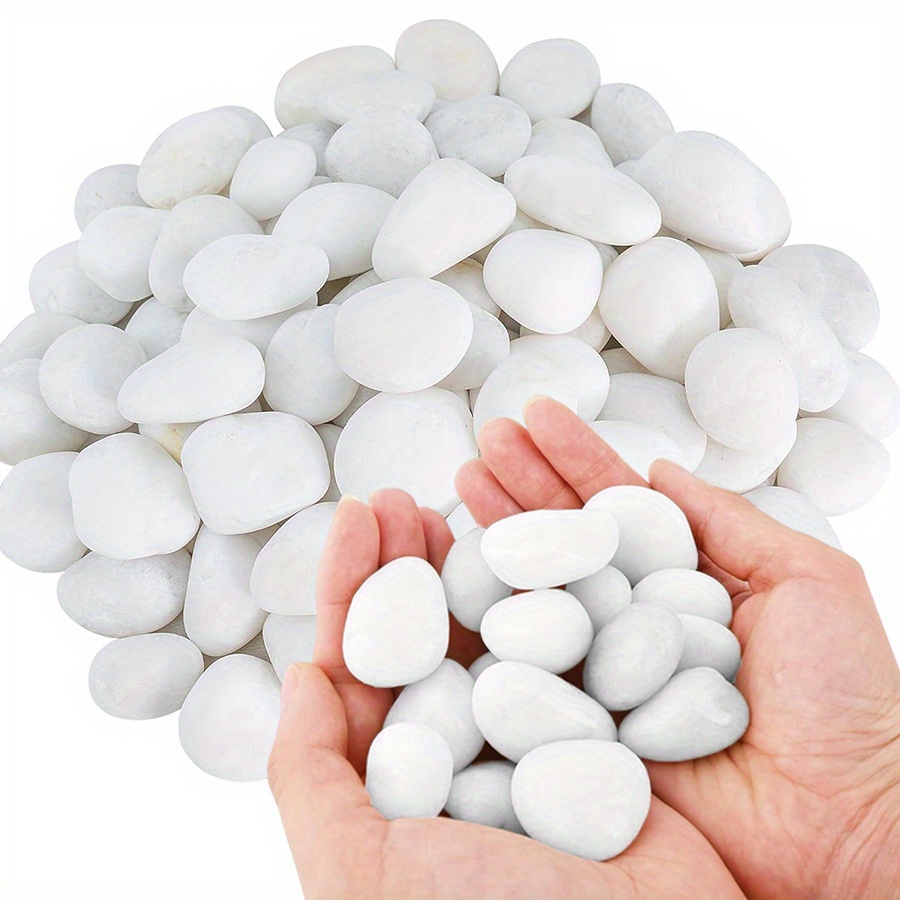 Fish Aquarium Home - 200/400g weiße hochglanzpolierte natürliche Kieselsteine 2-3cm