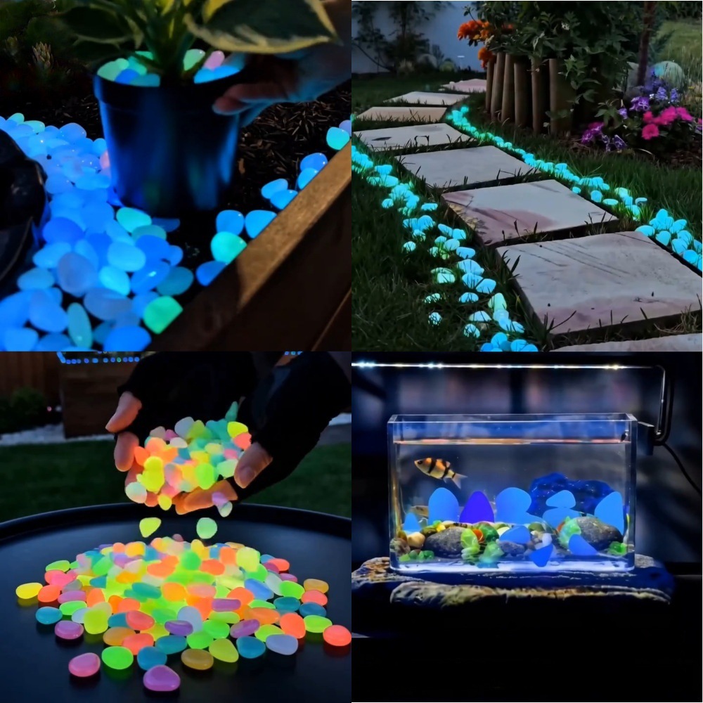Aquarium Light - Bunte, im Dunkeln leuchtende Kieselsteine für