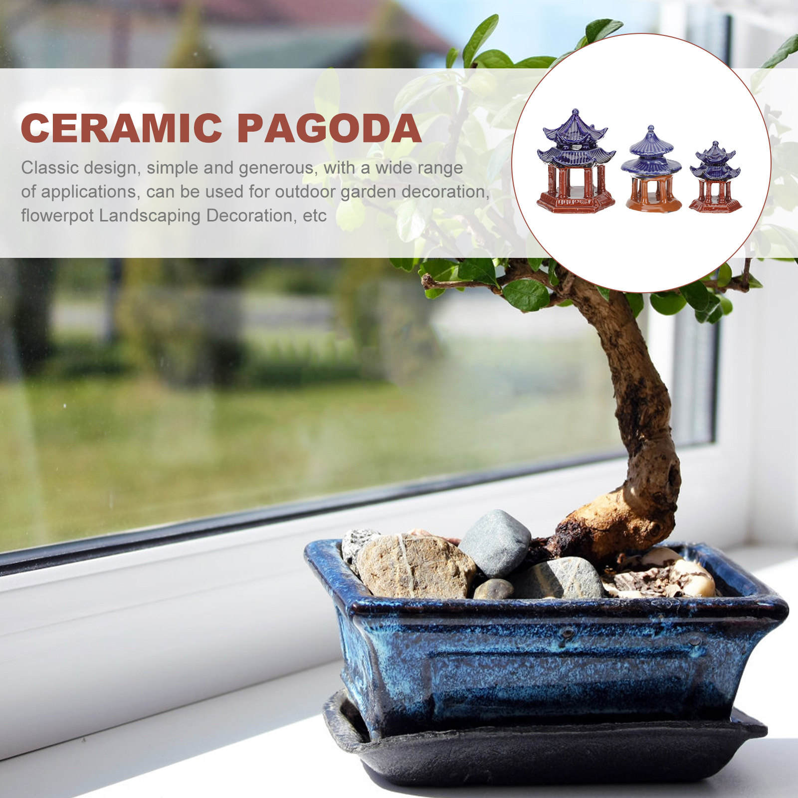 Aquarium Decor - 3 Stück Keramik-Pavillon Miniatur-Pagode Simulierte Aquarium-Dekoration