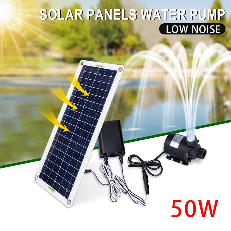 Aquarium Pump - 50W Solarbetriebene Wasserpumpen-Set Geräuscharmer DC Bürstenloser